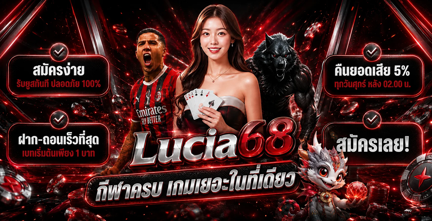 Lucia68 เว็บเกมออนไลน์ กีฬา สล็อต และระบบสมาชิก